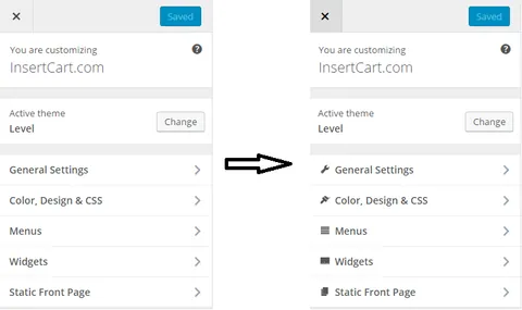 Icons in wordpress customizer