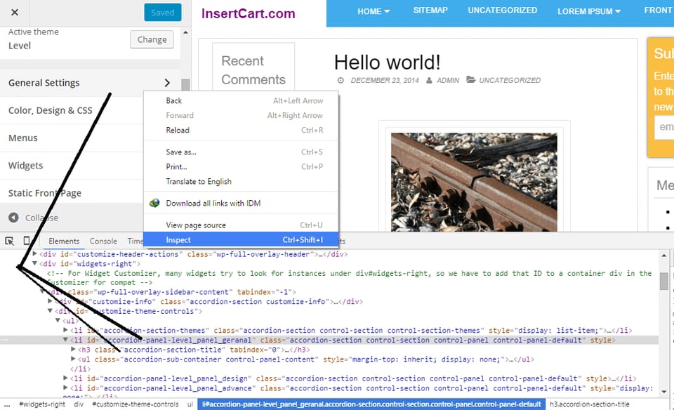 Incpect CSS class