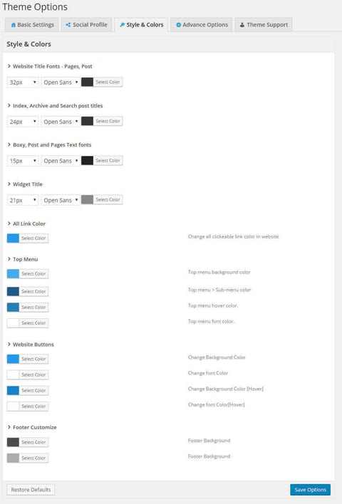 Level option style color