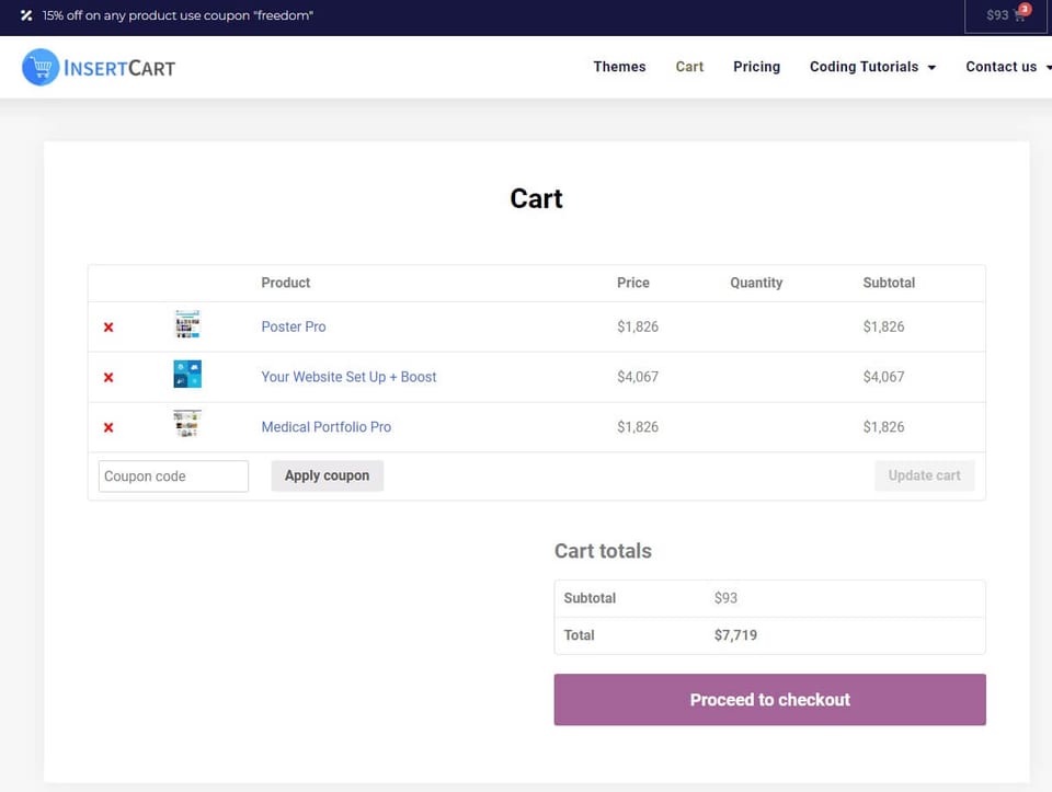 cart page update