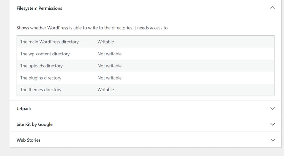 WordPress not writable