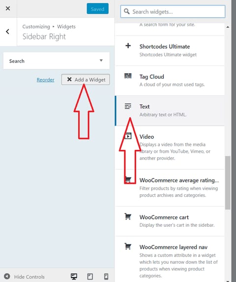 add text widget