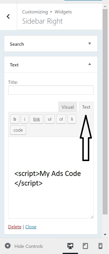 Ads code