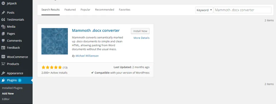 Mammoth docx converter